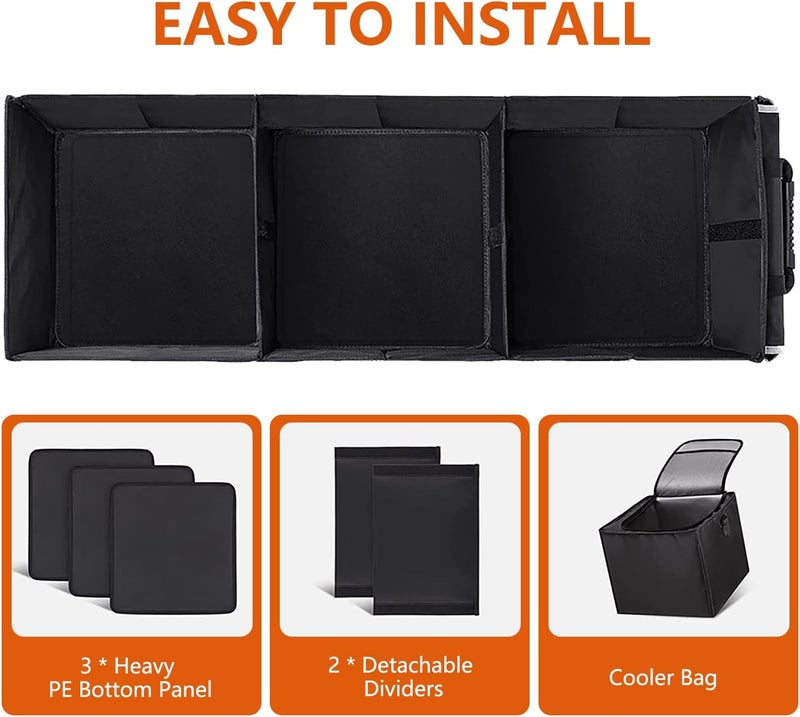 AOPHY Car Trunk Organizer with Insulated Leakproof Cooler Bag, 4 in 1 Waterproof Portable 115L Car Storage Organizer with Collapsible Cover, 3 Large Compartments, Trunk Organizer for Car, SUV, Truck - Image 5